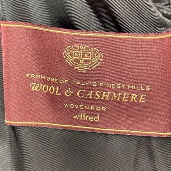 Aritzia Wilfred Waldorf Coat Black Wool Cashmere Faux Fur Collar long Coat belt - Picture 4 of 5